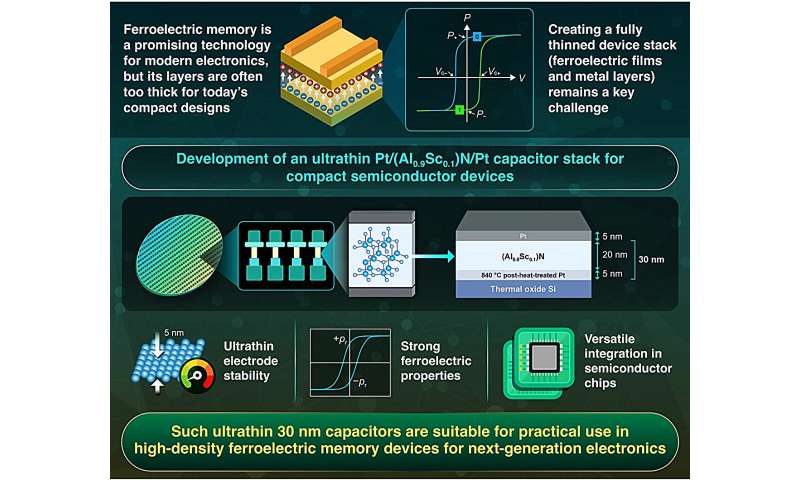 New ultrathin ferroelectric capacitors show promise for compact memory devices
